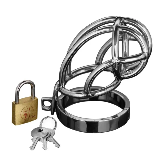 Male Sex Toys Captus Locking Stainless Steel Chastity Cage XR Brands Master Series