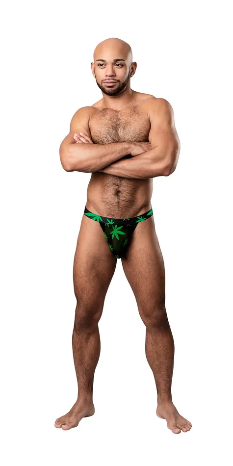 Male Sex Toys Male Power Hazy Dayz Micro Thong LargexLarge Pot Leaf