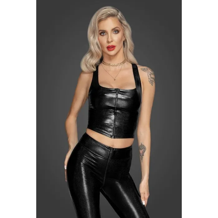 Male Sex Toys Snake Wetlook Top with Zipper Noir
