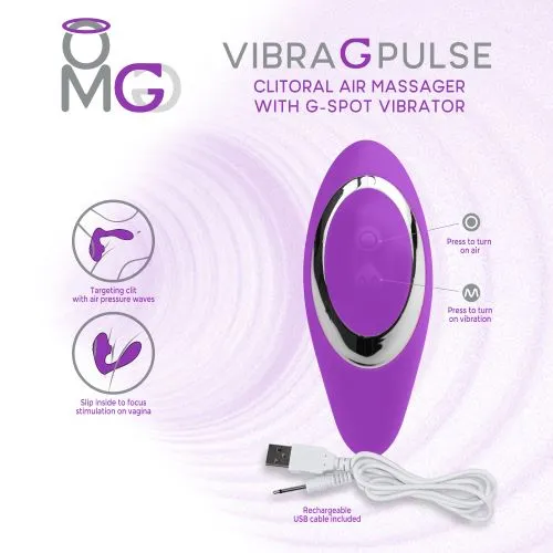 Omg Vibra G Pulse Clitoral Suction Massager W/ G-Spot Vibrator Purple | Doctor Love Vibrators