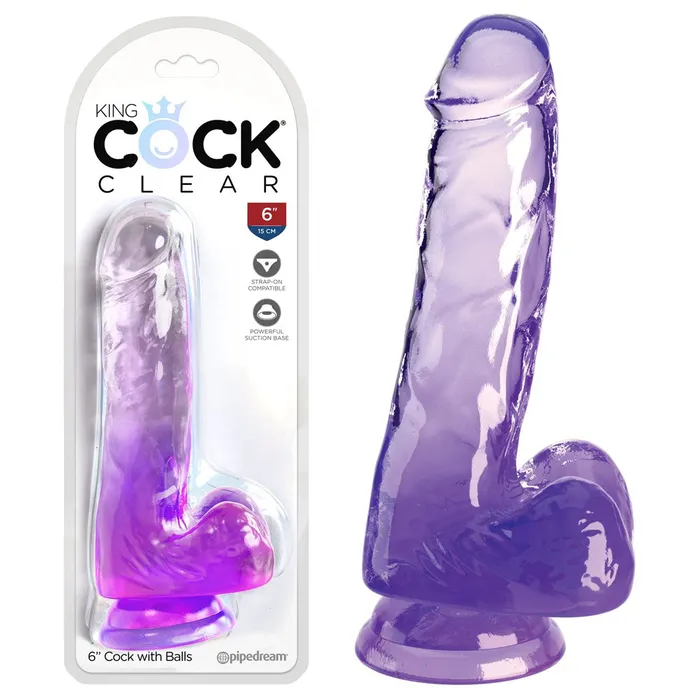 Pipedream King Cock Clear 6 Cock with Balls Purplepd575212 Dildos