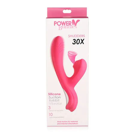Vibrators Curve Novelties Curve Toys Power Bunny Shudders Rechargeable Silicone Suction Dual Stimulation Vibrator Pink