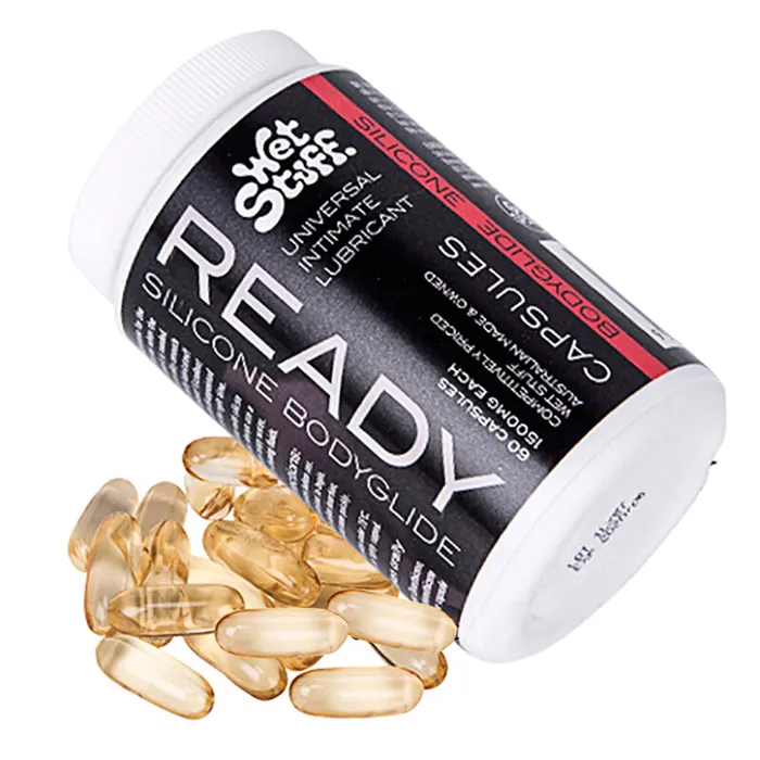 Wet Stuff Ready Silicone Bodyglide Caps 60 Capsules Jar Personal Lubricant Wet Stuff Lubricants Wet Stuff Ready Silicone Bodyglide Caps 60 Capsules Jar Personal Lubricant Wet Stuff Lubricants