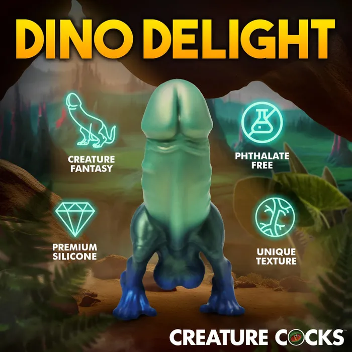 Xr Brands Creature Cocks Dildos | Jurassic Cock Dinosaur Silicone Dildo - Green/blue