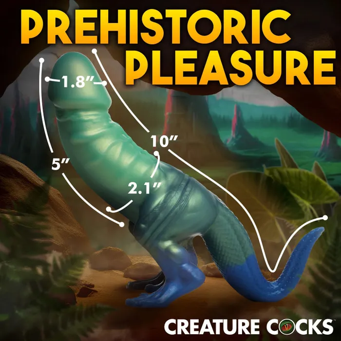 Xr Brands Creature Cocks Dildos | Jurassic Cock Dinosaur Silicone Dildo - Green/blue