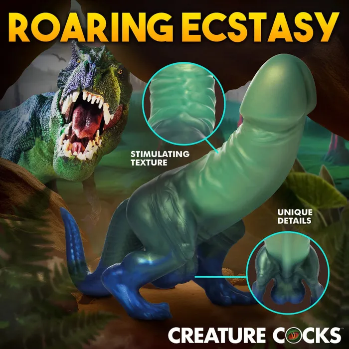 Xr Brands Creature Cocks Dildos | Jurassic Cock Dinosaur Silicone Dildo - Green/blue
