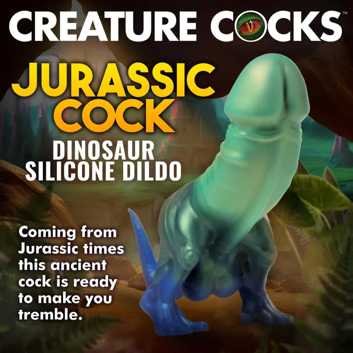 Xr Brands Creature Cocks Dildos | Jurassic Cock Dinosaur Silicone Dildo - Green/blue
