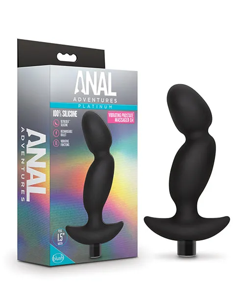 Anal Blush Anal Adventures Platinum Silicone Vibrating Prostate Massager 04 Black Blush Novelties