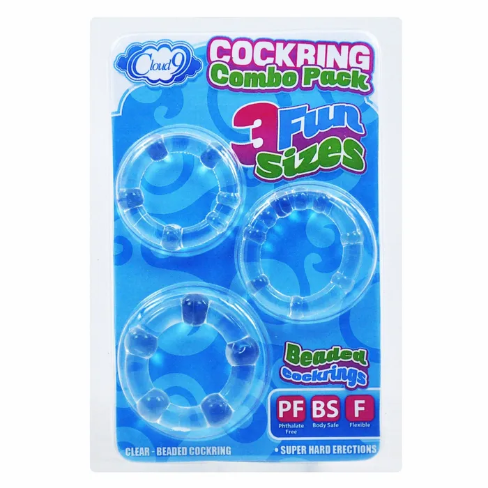 Anal Cloud 9 Cockring Combo Beaded Clear Cloud 9