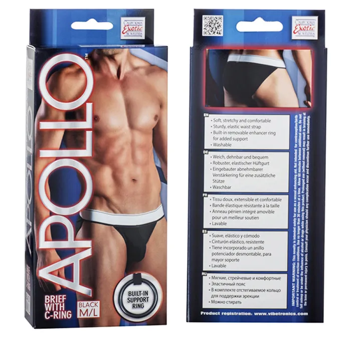 California Exotic Apollo Brief with CRing ML Black Apollo Male Sex Toys