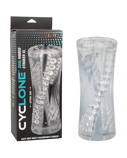 Cyclone Dual Ribbed Stroker XL Clear California Exotic Novelties Male Sex Toys