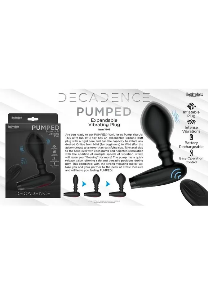 Decadence Male Sex Toys Decadence Pumped Silicone Expandable Butt Plug with Remote Control