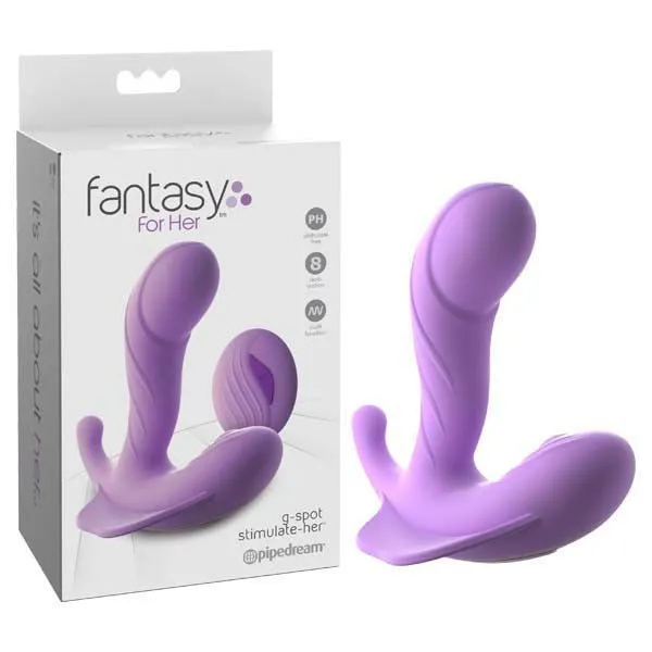 Female Sex Toys Pipedream Fantasy For Her GSpot StimulateHer Purple USB Rechargeable Vibrator with Clit Stimulator and Wireless Remote