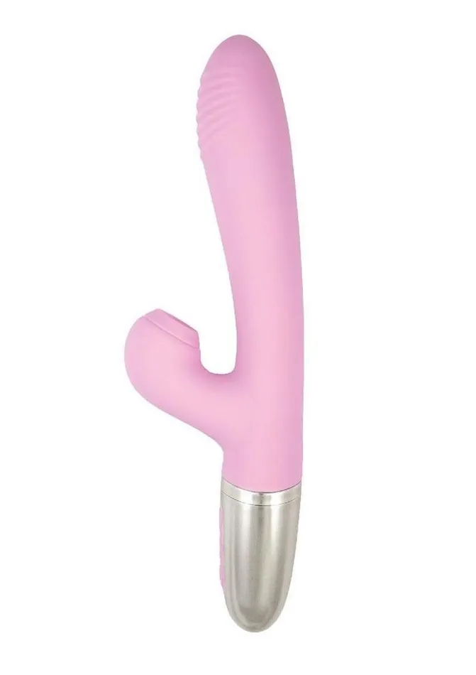 Goddess Tapping Thruster Rechargeable Silicone Vibrator with Clitoral Stimulator Goddess Female Sex Toys