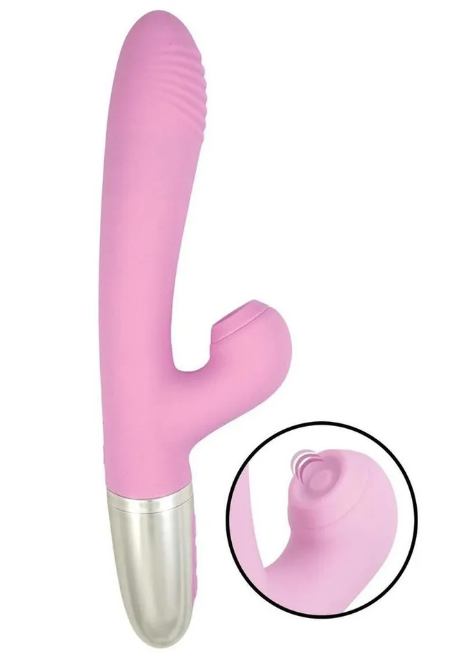 Goddess Tapping Thruster Rechargeable Silicone Vibrator with Clitoral Stimulator Goddess Female Sex Toys