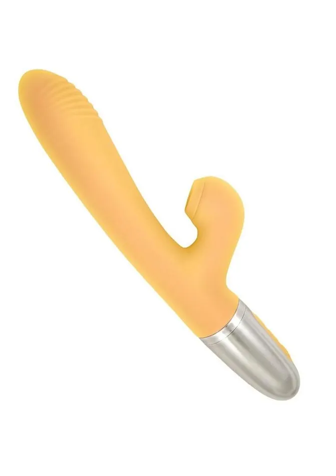 Goddess Tapping Thruster Rechargeable Silicone Vibrator with Clitoral Stimulator Goddess Female Sex Toys