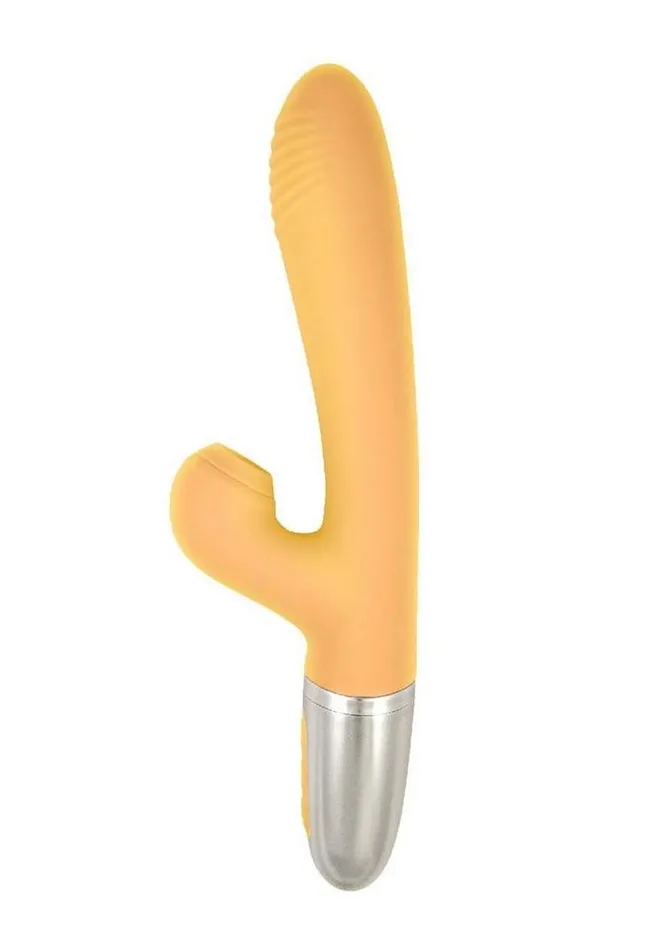 Goddess Tapping Thruster Rechargeable Silicone Vibrator with Clitoral Stimulator Goddess Female Sex Toys