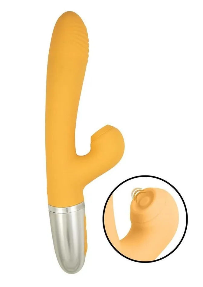 Goddess Tapping Thruster Rechargeable Silicone Vibrator with Clitoral Stimulator Goddess Female Sex Toys