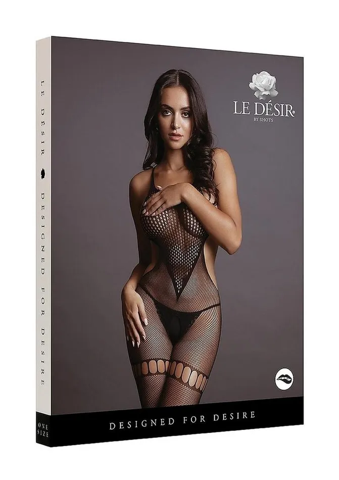 Le Desir Net High Neck Bodystocking Le Desir Bodystockings Playsuits