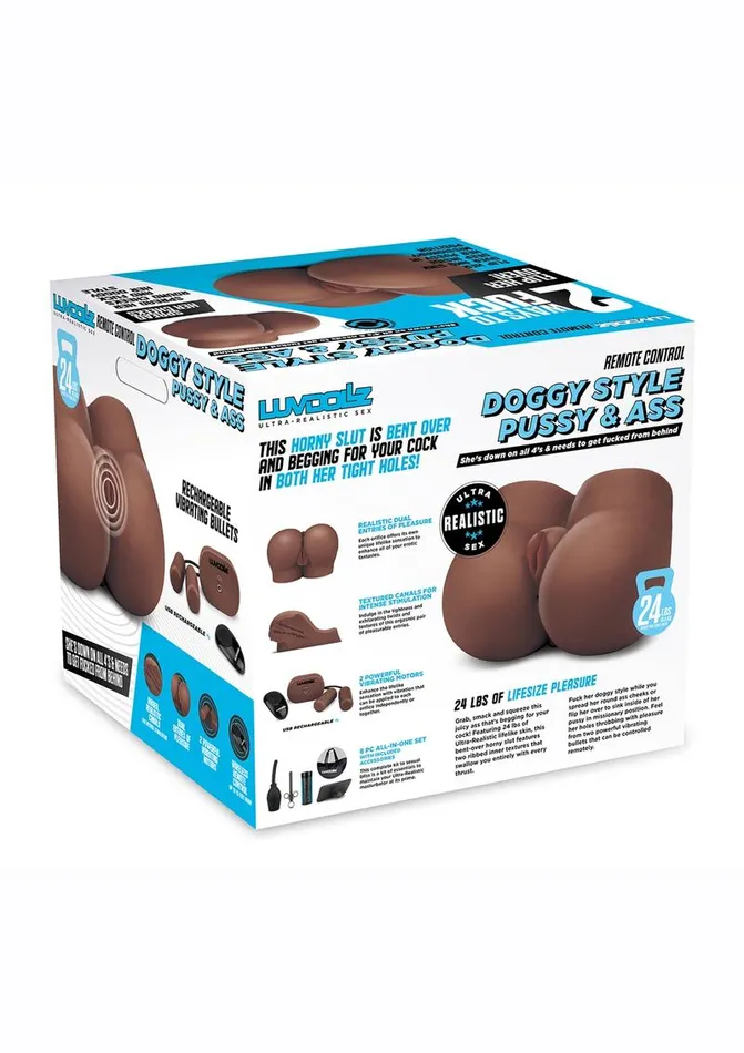 LuvDollz Male Sex Toys Luvdollz Remote Control Doggy Style Vibrating Rechargeable Pussy and Ass Masturbator
