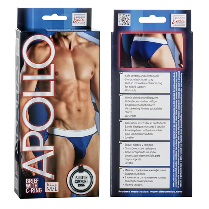 Male Sex Toys Apollo California Exotic Apollo Brief with CRing ML Blue
