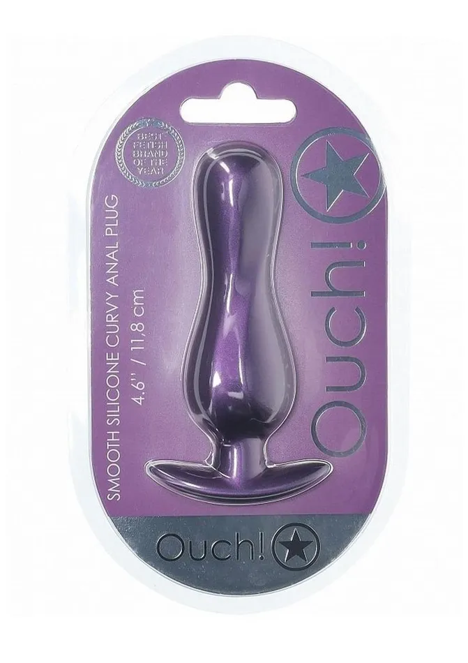 Male Sex Toys Ouch Ouch Curvy Anal Plug Silicone Metallic