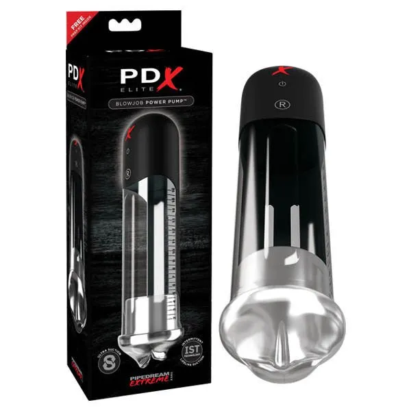 Male Sex Toys Pipedream PDX Elite Blowjob Power Pump Black Powered Penis Pump with Mouth Stroker Sleeve