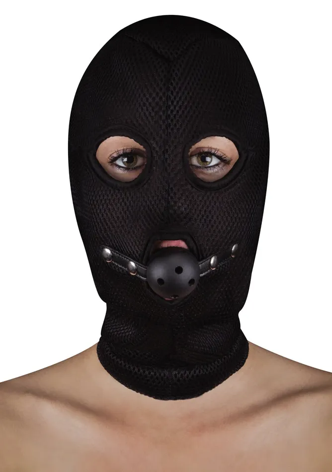 Male Sex Toys Shots Ouch Extreme Mesh Balaclavea with Open Ball Gag