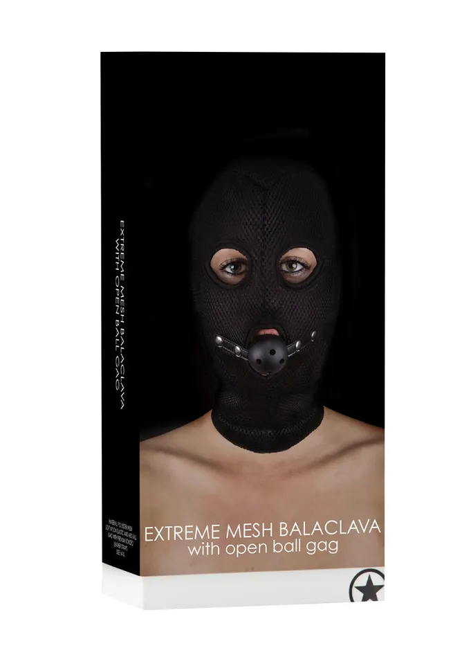 Male Sex Toys Shots Ouch Extreme Mesh Balaclavea with Open Ball Gag