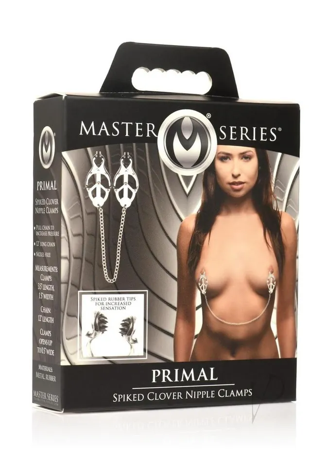 Master Series Primal Spiked Clover Nipple Clamps Master Series Male Sex Toys