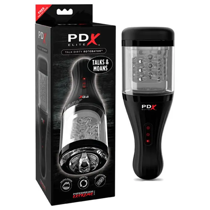 Pipedream Pipedream Extreme Toyz Elite Talk Dirty Rotobator USB Rechargeable Powered Masturbator with Sound Effects Male Sex Toys