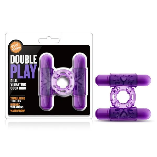 Play With Me Double Play Purple Dual Vibrating Cock Ring Blush Novelties Couples