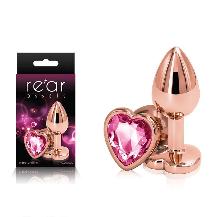 Rear Assets Rose Gold Heart Small with Pink Heart Gem Base Metal Butt Plug NS Novelties Anal Rear Assets Rose Gold Heart Small with Pink Heart Gem Base Metal Butt Plug NS Novelties Anal