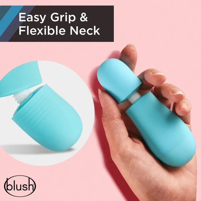 Rose Petite Massage Wand Blue Blue Mini Massager Wand with Head Attachments Blush Novelties Vibrators Rose Petite Massage Wand Blue Blue Mini Massager Wand with Head Attachments Blush Novelties Vibrators