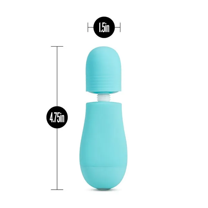 Rose Petite Massage Wand Blue Blue Mini Massager Wand with Head Attachments Blush Novelties Vibrators Rose Petite Massage Wand Blue Blue Mini Massager Wand with Head Attachments Blush Novelties Vibrators