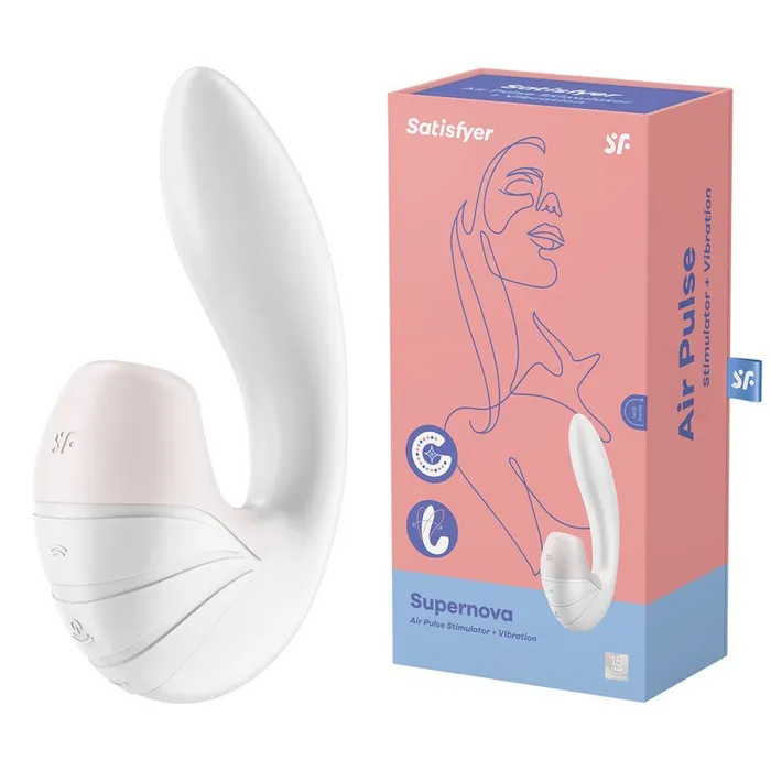 Satisfyer Female Sex Toys Satisfyer Supernova White USB Rechargeable Vibrator with Air Pulsation Satisfyer Female Sex Toys Satisfyer Supernova White USB Rechargeable Vibrator with Air Pulsation
