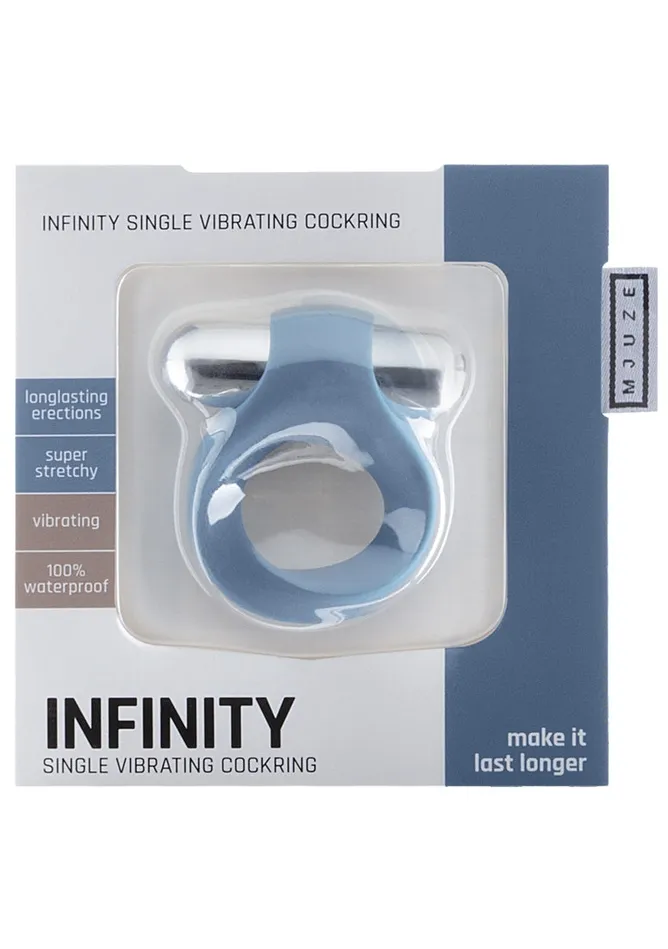 Shots Mjuze Vibrators Infinity Single Vibrating Cockring Blue