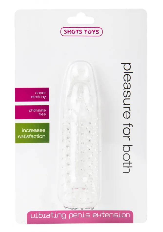 Shots Shots Toys Male Sex Toys Wagging Dog Vibrating Penis Extension Transparent