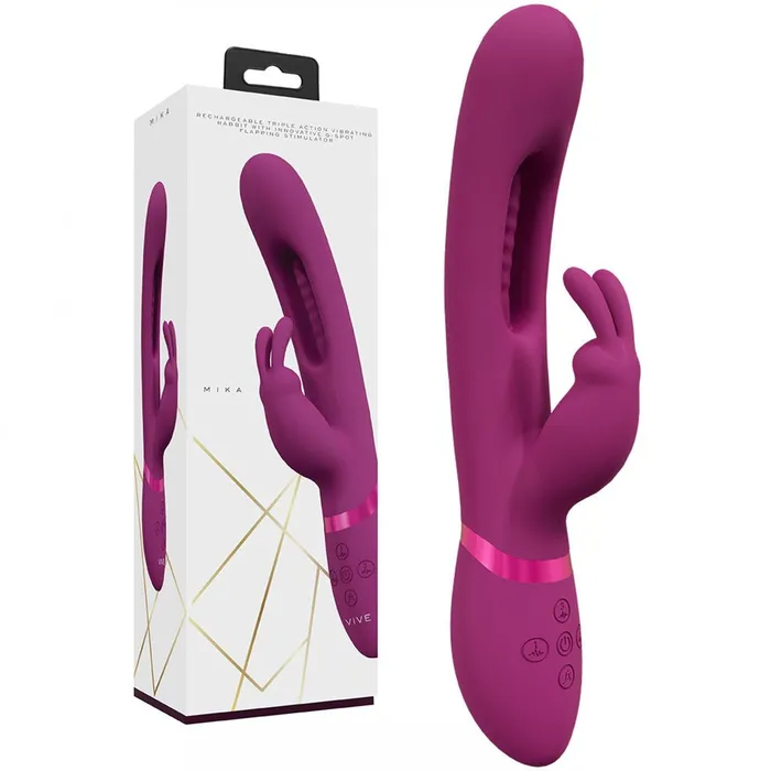 Shots Toys Female Sex Toys VIVE Mika Pink 232 cm Rabbit Vibrator with Flapping Shaft Shots Toys Female Sex Toys VIVE Mika Pink 232 cm Rabbit Vibrator with Flapping Shaft