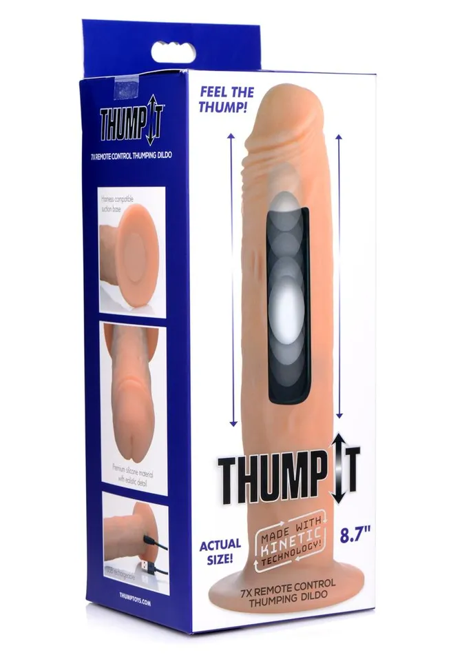 Thump It Rechargeable Silicone Thumping Large 87in Dildo with Remote Control Thumpit Female Sex Toys