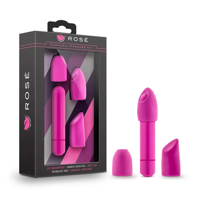 Vibrators Blush Novelties Rose Euphoria Single Speed Bullet With Tips Pink