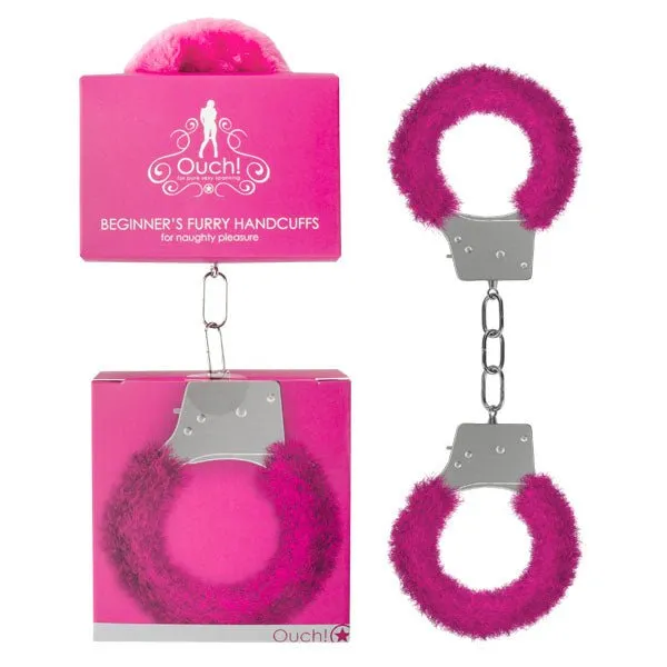 Vibrators Shots Toys Ouch Beginners Furry Handcuffs Pink Fluffy Restraint