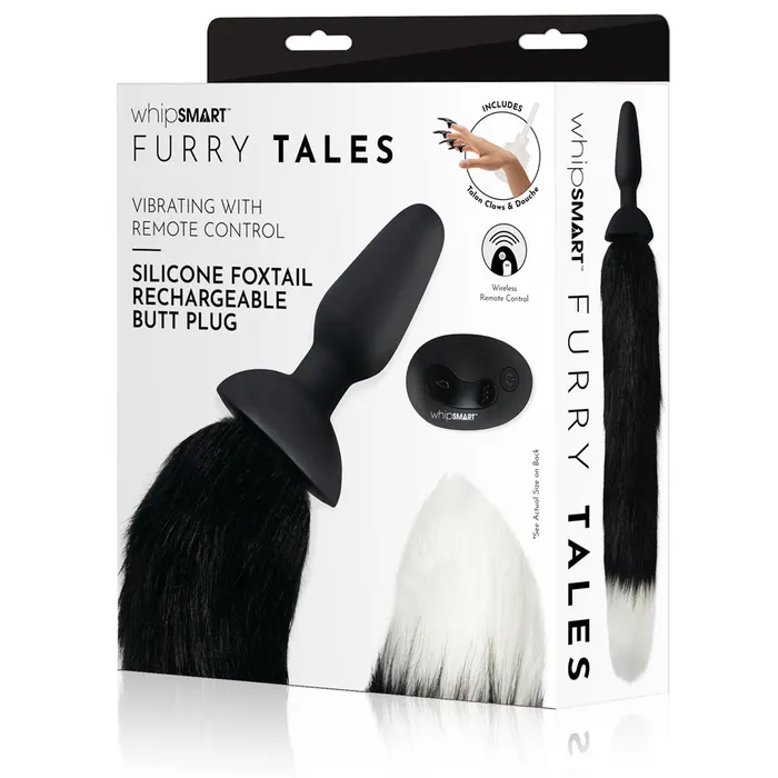 WhipSmart Furry Tales Silicone Foxtail Black 95 cm Vibrating Butt Plug WhipSmart Anal
