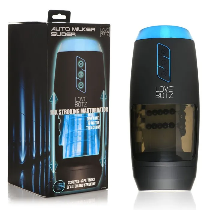 XR Brands Male Sex Toys LoveBotz The Milker Slider 18X Stroking Masturbator