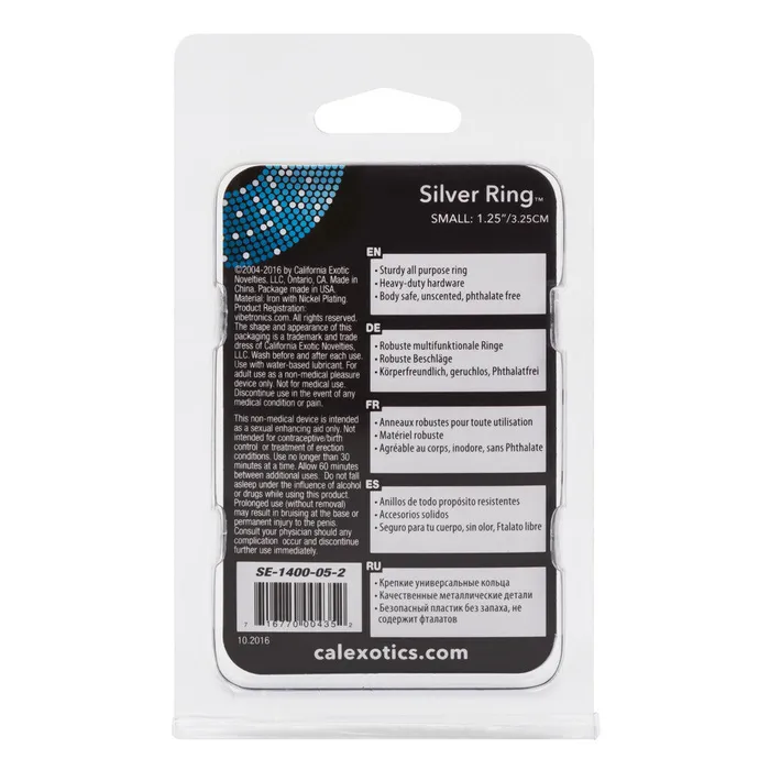CalExotics Male Sex Toys Silver Ring Penis Ring Small CalExotics Male Sex Toys Silver Ring Penis Ring Small