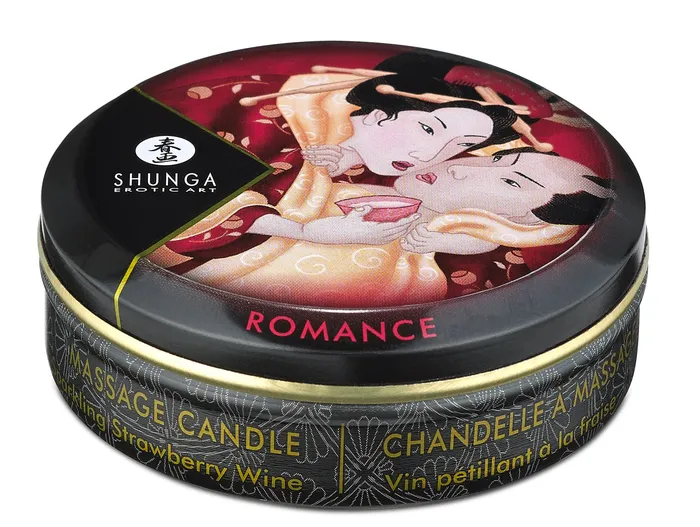 Couples Shunga Massage Candle Sparkling Strawberry Wine 1oz