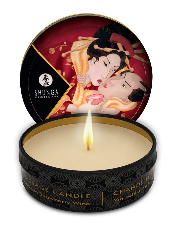 Couples Shunga Massage Candle Sparkling Strawberry Wine 1oz