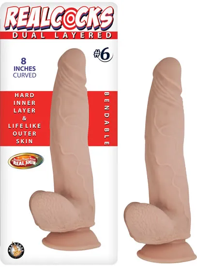 Dildos Real Cocks Dual Layered 6 Flesh Curved 8 Nasstoys