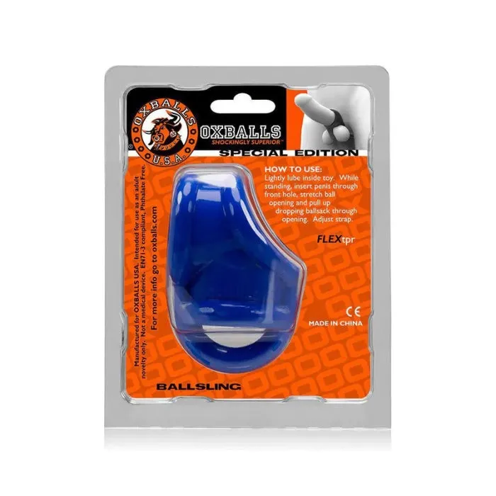 DUS Male Sex Toys Oxballs BallSplitSling Cock Ring Blue
