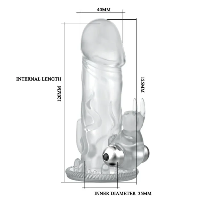 Female Sex Toys PRE Brave Man Penis Sleeve with Vibrator Rabbit Clear